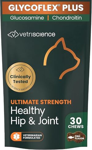 VetriScience GlycoFlex 3, Clinically Proven Joint Support Cat Supplements - Hip and Joint Health Supplement with Glucosamine, MSM, Green Lipped Mussel & DMG - 60 Chews, Chicken Flavorâ€‹ in Kuwait