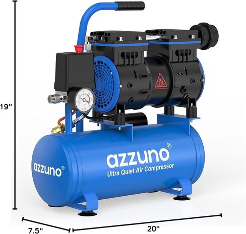 AZZUNO 2 Gallon Air Compressor, 1.6CFM@90PSI Oil Free Air Compressor Tank & Max.116PSI Pressure, 60 dB Ultra Quiet Compressor for Auto Repair, Tire Inflation, Spray Painting, Woodwork Nailing in Kuwait