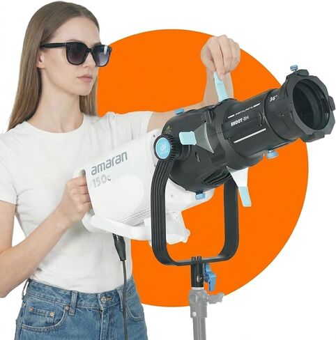 Optical Snoot for Bowens Mount Light,Photography Spotlight Projector for Tiktok Portraits Shape The Light Compatible with Aputure Amaran 60D/XS/100X/D 200D/GODOX SL60,4 Color Filters and 25 Gobos in Kuwait