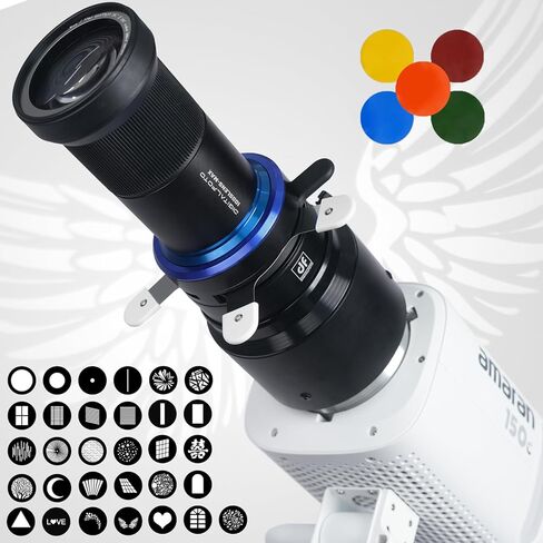 Optical Snoot for Bowens Mount Light,Photography Spotlight Projector for Tiktok Portraits Shape The Light Compatible with Aputure Amaran 60D/XS/100X/D 200D/GODOX SL60,4 Color Filters and 25 Gobos in Saudi Arabia