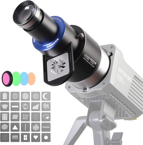 Optical Snoot for Bowens Mount Light,Photography Spotlight Projector for Tiktok Portraits Shape The Light Compatible with Aputure Amaran 60D/XS/100X/D 200D/GODOX SL60,4 Color Filters and 25 Gobos in Saudi Arabia
