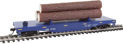 Walthers Trainline HO Scale Model Log Dump Car with 3 Logs - Union Pacific #14972 (Mow Scheme, Green, Yellow Conspicuity Marks) in Kuwait