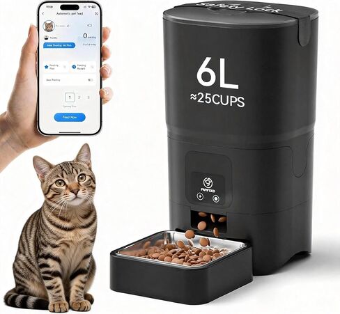وحدة تغذية CAT التلقائية ، الكاميرا 1080p HD-6L Pet Feeder ، 2.4/5G WIFI WIFI Control ، رابط مساعدة Bluetooth ، عدسة واسعة الزاوية ، وحدة تغذية أوتوماتيكية للحيوانات الأليفة الصغيرة والمتوسطة الحجم in Kuwait