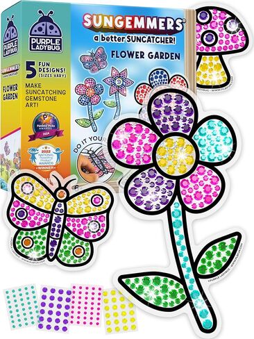 PURPLE LADYBUG SUNGEMMERS Suncatcher Gem Art for Kids – Easter Basket Stuffers for Ages 6-12, Birthday Gift for Girls 6-8, 7-8, Arts & Crafts Activities, Window Diamond Art Kit in Kuwait