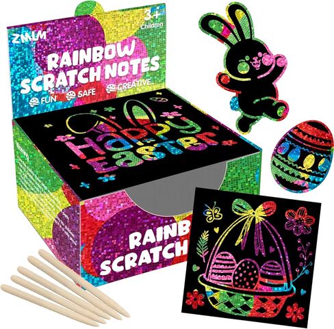 ZMLM Kids Rainbow Scratch Paper Art Crafts Mini Notes Kids Gifts 4 5 6 7 8 9 10 Years Old Girls Boys Students Teens Classroom Prizes School Supplies Birthday Party Toy Activity Stocking Stuffers in Kuwait
