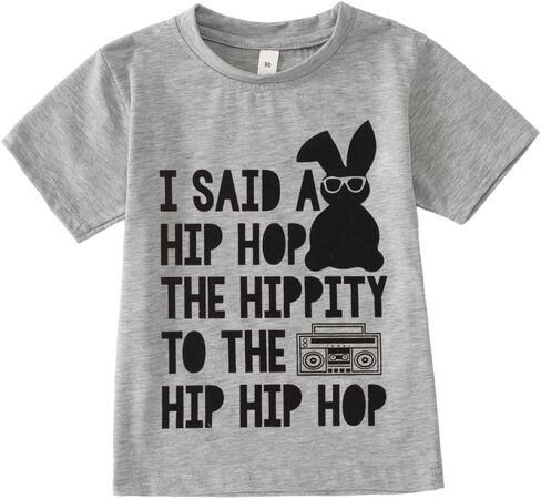 MODNTOGA Toddler Boy Easter Outfit Shirt I Sad A Hip Hop Bunny Graphic T-Shirt Happy Easter Rabbit Print Short Sleeve Tee Top in Saudi Arabia
