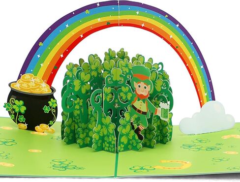 منبثقة بطاقة عيد القديس باتريك Green Shamrock 3D Card Card Irish Lucky Gift مع Envelope 5 "× 7" ورقة العجائب المصنوعة يدويًا المصنوعة يدويًا Clover Pop Out Card للعائلة والأصدقاء ... in Kuwait