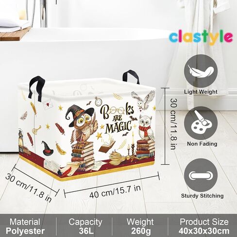 Clastyle بوتر ديكور الحضانة سلة الطفل عصا سحرية قبعة رف الكتب سلة المكنسة البومة طفل هدية عيد الهالوين سلة ملابس كبيرة قابلة للطي سلة مستطيلة لعبة الصدر in Kuwait