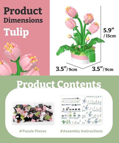 Flower Bouquet Building Decoration Set - Artificial Flowers Mini Bricks Potted Violet - Home Accessories or Best Gift Valentine Décor for Him and Her Botanical for Adults [KZ1029] in Kuwait