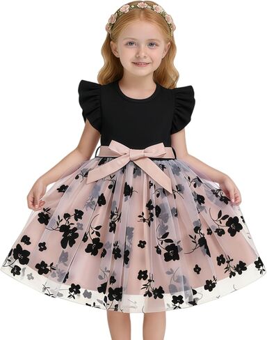 Toddler Girl Summer Dress Tulle Ruffle Sleeveless Baby Girl Fashion Casual Spring Dresses 1-5Y in Kuwait