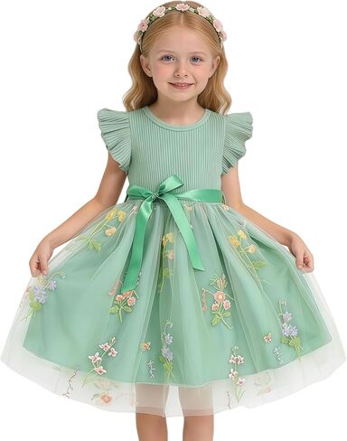 Toddler Girl Summer Dress Tulle Ruffle Sleeveless Baby Girl Fashion Casual Spring Dresses 1-5Y in Saudi Arabia