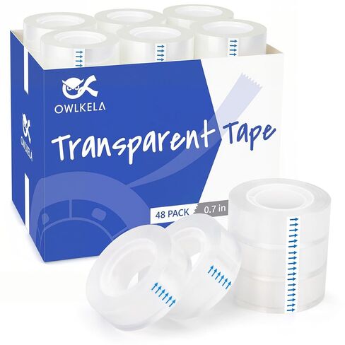 Owlkela 12 Rolls تعبئة الشريط الشفافة ، شريط واضح ، شريط لامع شفاف الشفاف للمكتب ، المنزل ، المدرسة in Kuwait