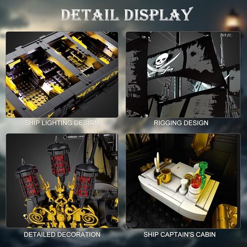 Pirate Ship Building Set with LED Lights,Large Black Pearl Ship Model 66036,Pirate Ship Sailboat Toy,Halloween Home Decor Birthday Gifts,Model Kits for Adult Boys Girls 14+（4708 PCS） in Kuwait