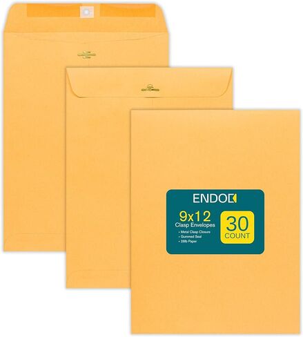 Clasp Envelopes 9x12 Inches Brown Kraft Catalog Letter Envelopes - 30 Pack - with Clasp Closure & Gummed Seal - 28lb Heavyweight Paper Envelopes for Home, Office, Business, Legal or School in Kuwait
