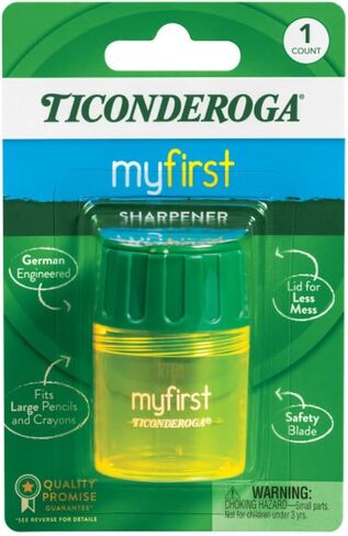 Ticonderoga My First Large Barrel Pencil Sharpener, Yellow and Green, 1 Count in Kuwait