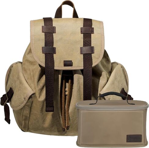 TARION Everyday Camera Backpack Canvas: Dual-Purpose Canvas Backpack for Cameras Lens with Removable Camera Cube Case Small Camera Bag Daypack for Hiking Travel Lightweight Vintage Khaki Michael in Kuwait