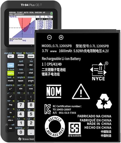 TI-84 Plus CE Replacement Battery for Fits Texas Instruments TI-84 CE P/N:P11P35-11-N01/3.7L12005SPA 3.7V [1600𝐦𝐀𝐡] with USB Charger Cable in Saudi Arabia