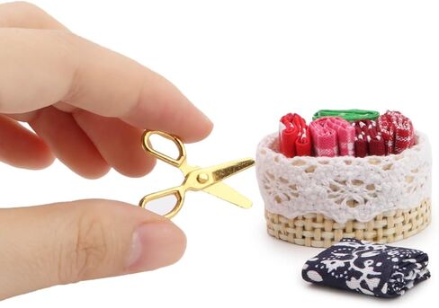 Cutemini Dollhouse Accessories Miniature Sewing Tool Kit 1:12 Sewing Room Accessories Sewing Basket Simulation Model Dollhouse Decorations (C) in Kuwait