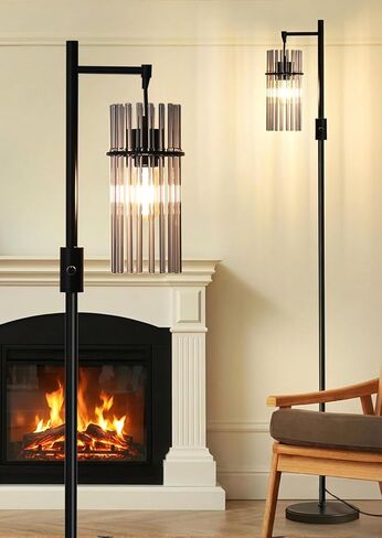 Industrial Modern Floor Lamps for Living Room, Dimmable Glass Tree Standing Tall Lamps with 3 Elegant Teardrop Cage Head & 800 Lumens LED Bulbs for Bedroom Office (66inch Tall) in Saudi Arabia