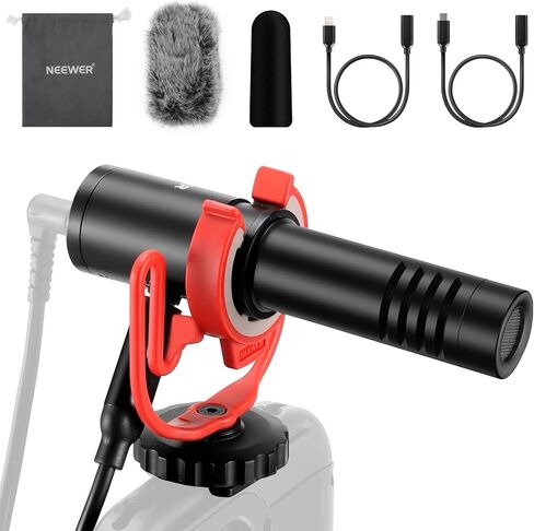 NEEWER KM17 USB C Microphone Noise Cancelling Plug & Play High Sensitivity Cardioid Vlog Interview Mic with Shock Mount Compatible with iPhone 16 Pro Max Android DJI Pocket 3 Insta360 in Kuwait