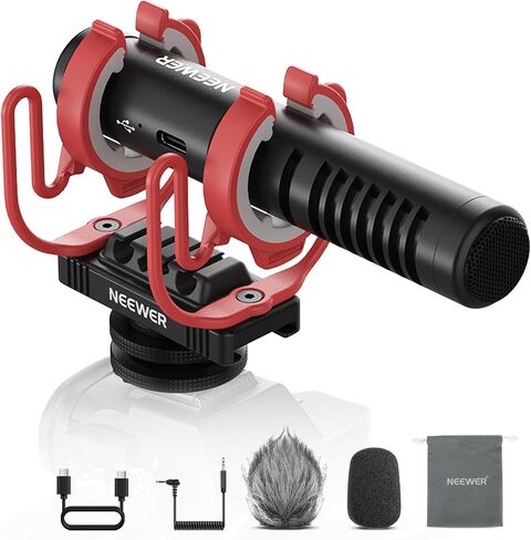 NEEWER KM17 USB C Microphone Noise Cancelling Plug & Play High Sensitivity Cardioid Vlog Interview Mic with Shock Mount Compatible with iPhone 16 Pro Max Android DJI Pocket 3 Insta360 in Kuwait