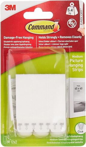 3M Command Picture Hanging Strips, 4 pairs hold 12 lbs, Hang Damage-Free, Create Gallery Walls, 12 Pairs (24 Strips, Value Pack, Hangs 3-6 frames (17204-12ES) in Kuwait