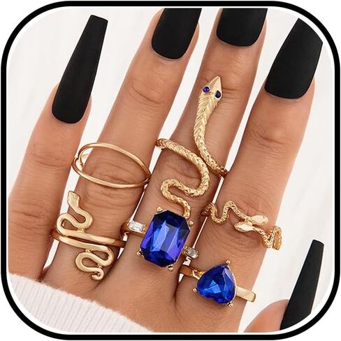 Frodete 4 Pcs Snake Ring for Teen Girl Gifts Vintage Boho Retro Stackable Rings Sets Open Rings Adjustable Gothic Knuckle Rings Halloween Jewelry for Women in Kuwait