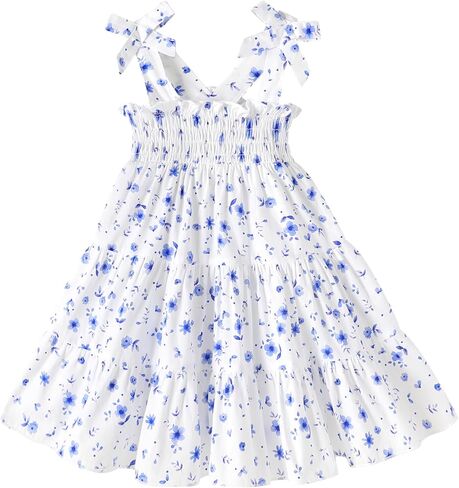 Happyma Toddler Girl Summer Dress Boho Ploral Sloress Dresses Girls Beach Princess Sundress outfits in Kuwait