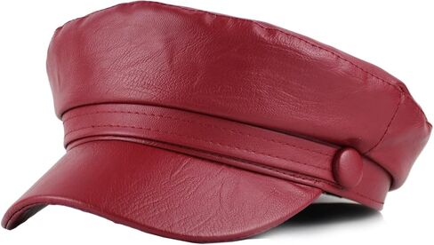 KORIXINE Women Newsboy Cap Retro Navy Hats Leather Beret Hat Female Trendy All-Match Fiddler Caps in Kuwait