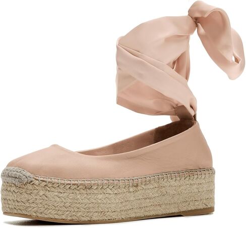 Womn's Starboard Wrap Espadrille Trend Shoes ، Tan Light ، 8 in Kuwait