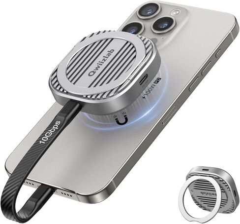 QWIIZLAB Magnetic 2230 NVMe SSD Enclosure, Magsafe for iPhone 16/15 Pro Max ProRes, 10Gbps USB Type-C, 100W PD Charge, Fits PCIe M.2 M-Key up to 2TB, Aluminum Case, Compatible with iPad Air/Pro Mac in Kuwait