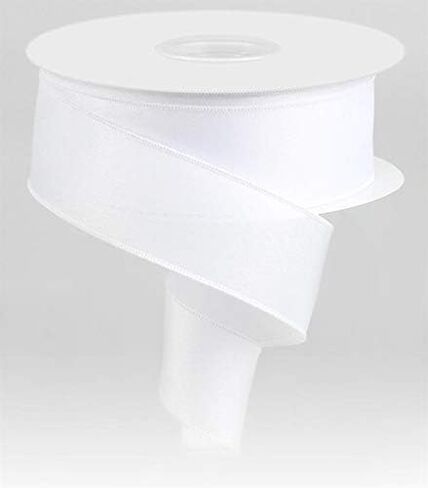 Solid Canvas Wired Edge Ribbon (White, 1.5 Inch x 50 Yards) in Saudi Arabia