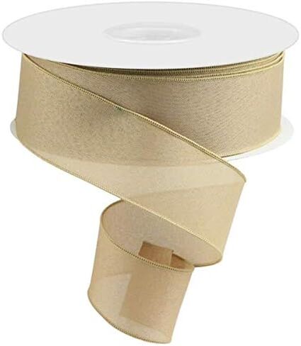 Solid Canvas Wired Edge Ribbon (White, 1.5 Inch x 50 Yards) in Saudi Arabia