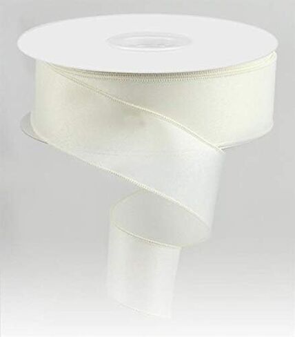 Solid Canvas Wired Edge Ribbon (White, 1.5 Inch x 50 Yards) in Saudi Arabia