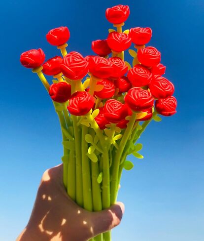 30Pcs Rose Pens Flower Writing Pens 0.5 mm Black Ink Cool Pens Novelty Pens Gift for Girl Women Mother School Office Home Supplies Student Present Spring Summer Party Favors (Colorful) in Kuwait