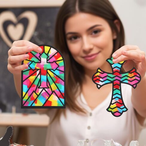 yeaqee 24 Pack DIY Suncatcher Paper Paper Clatse Effect Paper Suncatchers ، 700 PARESSE TISSUE ، Window Art Arts and Lawrss for Party Favors (Butterfly) in Kuwait