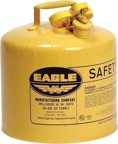 Eagle 5 Gallon Type I Red Safety Gas Can for Gasoline with Flame Arrester, Self-Closing Lid, and F-15 Funnel, Made in the USA, Galvanized Steel Flammable Storage Can, UI50FS in Kuwait
