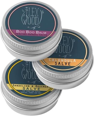 The Ilex Wood - Herbal Salve Gift Set for skin irritation, scrapes, bites, stings soothes skin, eczema, chapped hands. 3 x 100ml. Handmade, 100% Natural, Cruelty Free, Plastic Free. in Saudi Arabia