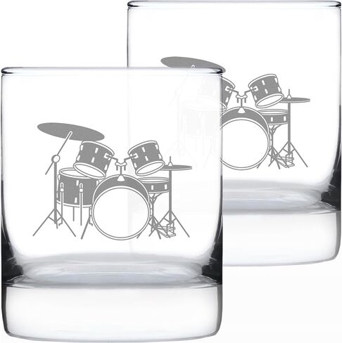 Drums - Whiskey Rocks Glass - Drumming Gifts for Drummers - 10.25 oz Glasses in Saudi Arabia