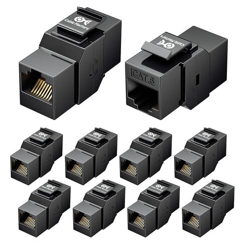 Cable Matters [UL Listed] 10-Pack 10Gbps Cat6 Keystone Coupler, RJ45 Keystone Jack Coupler/Ethernet Female to Female Keystone Jack in Black for Patch Panel, Wall Plate in Saudi Arabia