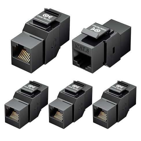 كابل ماترز [مدرج في قائمة UL] 10 حزم من وصلة Keystone Cat6 بسرعة 10 جيجابت في الثانية، وصلة مقبس RJ45 Keystone / مقبس إيثرنت أنثى إلى أنثى Keystone باللون الأسود للوحة التصحيح، لوحة الحائط in Saudi Arabia