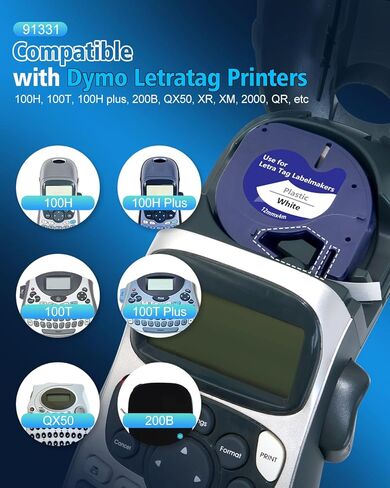 Replacement for Dymo LetraTag Refills 91330 Compatible with Dymo Label Maker White Paper 1/2" x 13' (12mm x 4m), Work for Letratag LT-100H LT-100T 200B QX50 in Kuwait
