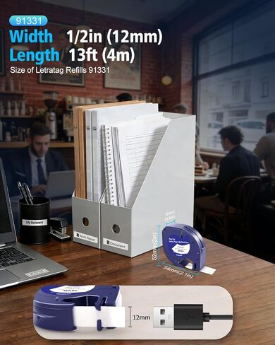 Replacement for Dymo LetraTag Refills 91330 Compatible with Dymo Label Maker White Paper 1/2" x 13' (12mm x 4m), Work for Letratag LT-100H LT-100T 200B QX50 in Kuwait