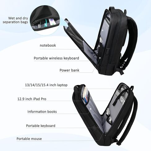 Slim Laptop Backpack for Men, Business Backpack with USB Charger,Small Lightweight Anti-theft Travel Backpacks 15.6 inch Professional Tech Backpack for Work Office College in Kuwait