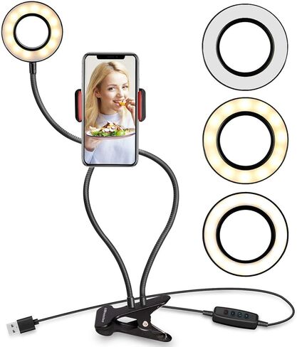 UBeesize 10" Key Light for Streaming, Desk Ring Light with Adjustable Arm, Zoom Lighting for Home Office, Gaming, Podcast, Video Calls, and Recording in Kuwait
