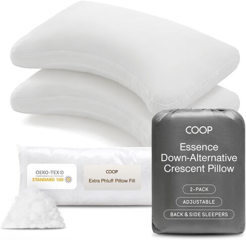 Coop Home Goods Essence Down Alternative Pillow Queen Size Set of 2, Best Pillows for Sleeping, Adjustable Alternative to Down Pillows, Luxury Hotel Pillows for Back, Stomach or Side Sleepers in Kuwait