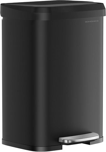 علبة القمامة المطبخ في المطبخ ، 21 جالون (80 لتر) علبة القمامة من الفولاذ المقاوم للصدأ ، مع غطاء مفتوح للبقاء ودواسة خطوة ، وإغلاق ناعم ، طويل القامة ، كبير وتوفير الفضاء ، أسود ULTB534B01 in Kuwait