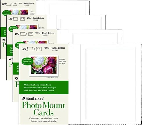 Strathmore Photo Mount Cards, White with Classic Border, 5x6.875 inches, 100 Pack, Envelopes Included - Blank Greeting Cards for Weddings, Events, Birthdays in Kuwait