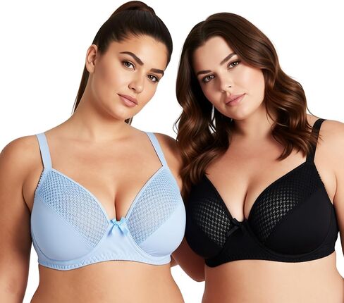 Curve Muse Women's Plus Size Unlined Minimizer Underwire Full Figure Bra-3Pack in Kuwait