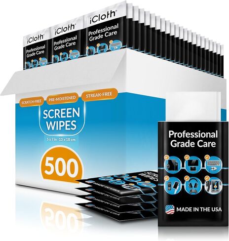 iCloth Avionics Screen Cleaning Wipes for hassle-free shine on larger or multiple displays [iCA500] 500 wipe bulk pack in Kuwait